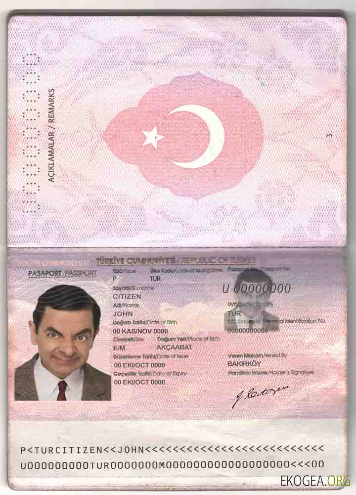 Modèle de passeport turc au format PSD, entièrement modifiable (2010 2018)